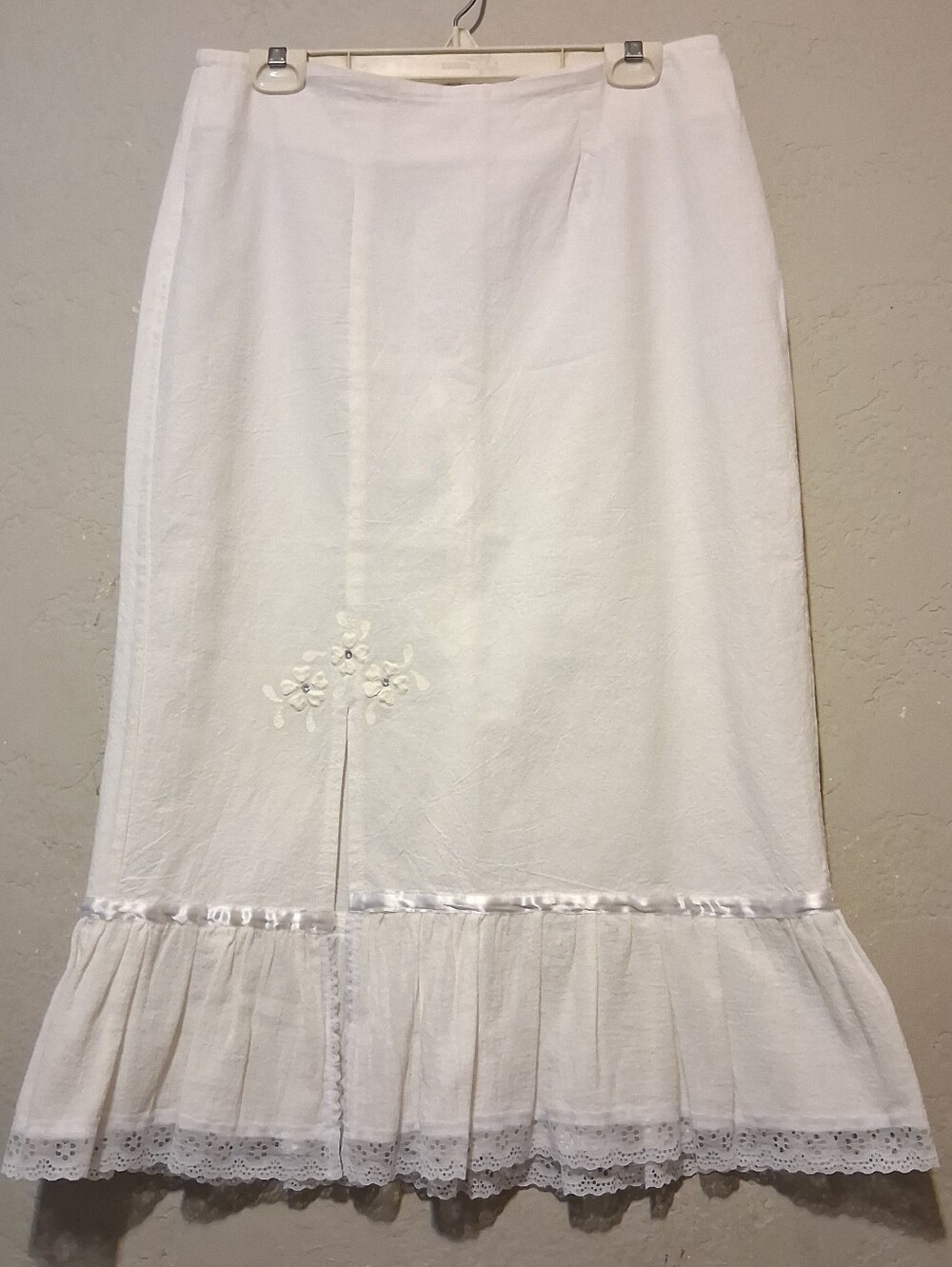 BAMBU Y2k Retro Women Skirt 100% Cotton Zip Back SzM 90s Midi Vintage